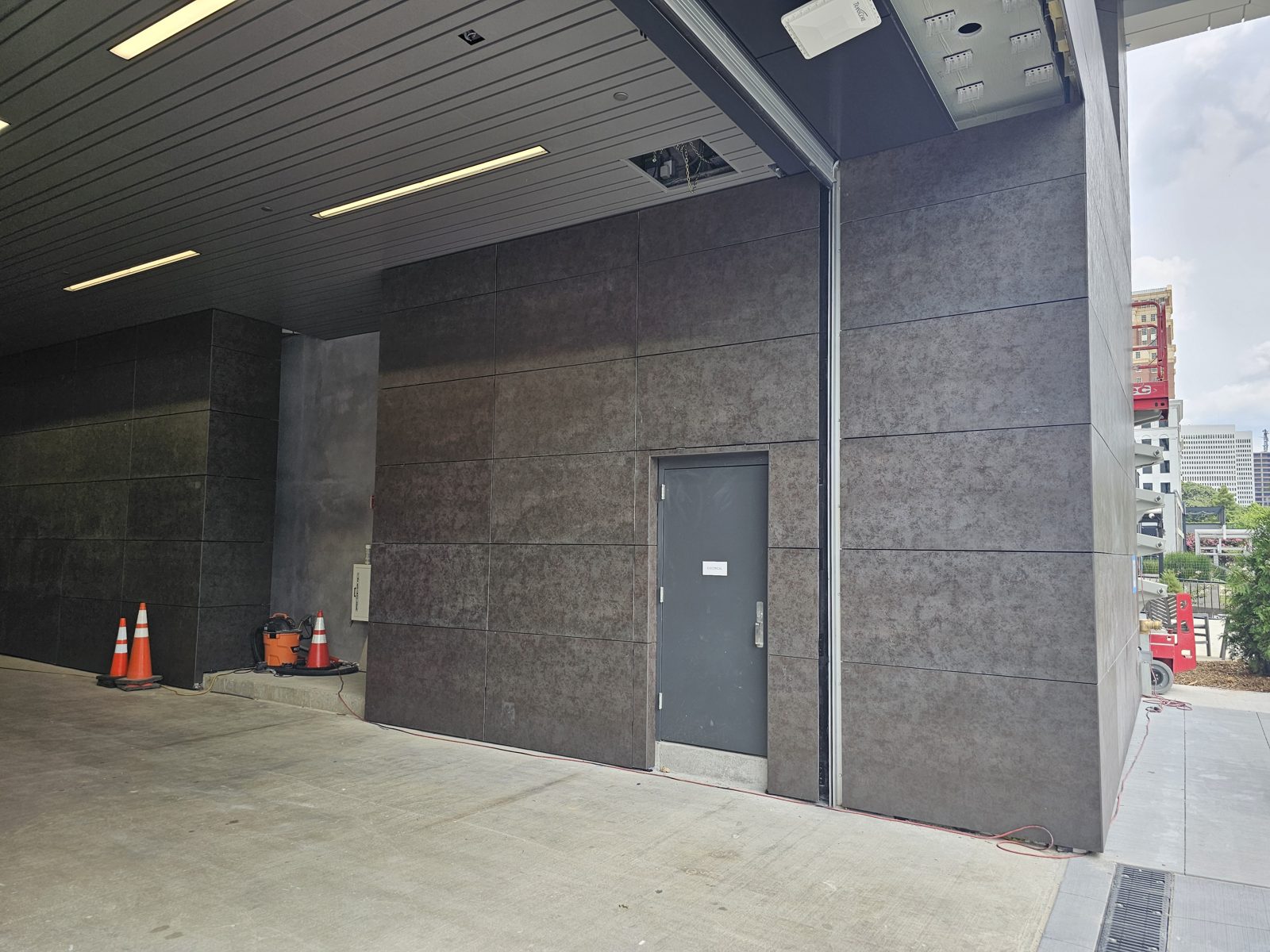 W Peachtree — completed wall — Full-height porcelain cladding