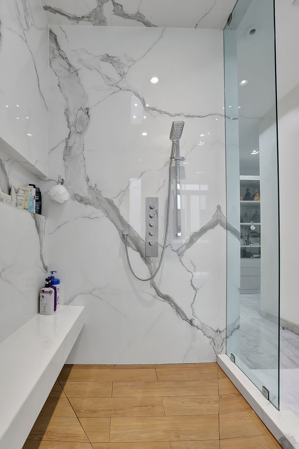 Large-format porcelain shower — Wieuca Rd